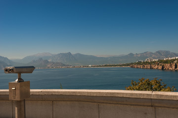 Wall Mural - View of Antalya, Mediterranean sea and sightseeing telescope, Turkey