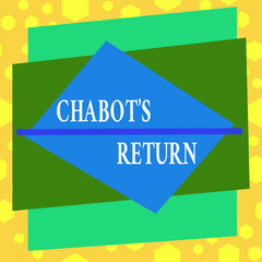 Poster - conceptual hand writing showing chabot s return. concept meaning the come back of conversation via a
