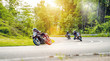 © AA+W - motorbikes on the road riding. having fun riding the empty road on a motorcycle tour / journey