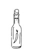Isolated line sketch of a bottle of hot sauce 