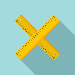 Sticker - Crossed wood ruler icon. Flat illustration of crossed wood ruler vector icon for web design