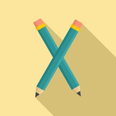 Poster - crossed pencil icon. flat illustration of crossed pencil vector icon for web design