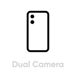 Wall Mural - Dual Camera Phone icon. Editable line vector.