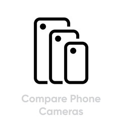 Wall Mural - Compare Phone Cameras icon. Editable line vector.