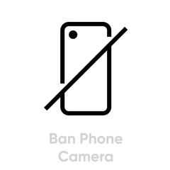 Wall Mural - Ban Phone Camera icon. Editable line vector.