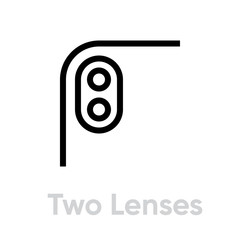Wall Mural - Two Lenses Phone Camera icon. Editable line vector.
