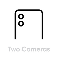 Wall Mural - Twin Cameras Phone icon. Editable line vector.