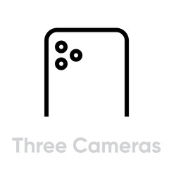 Wall Mural - Three Cameras Phone icon. Editable line vector.