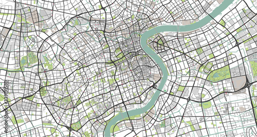 Cuadros en Lienzo Detailed map of Shanghai, China