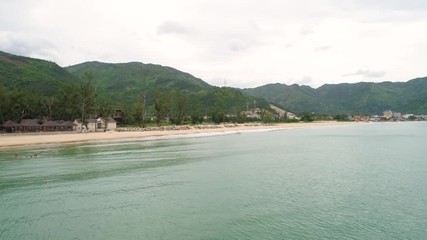 Wall Mural - Aerial view of Dai Lanh beach, Van Ninh, Khanh Hoa. Situated at the south central coast of Vietnam,a two-kilometre bay with a fishing village at one end & a beach at the other