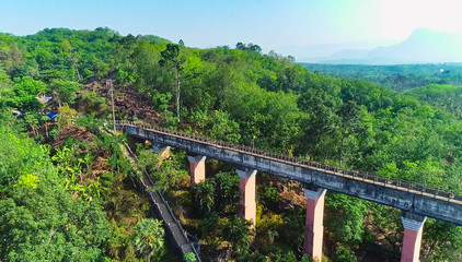 Wall Mural - Aerial top view drone shot of Hanging Bridge