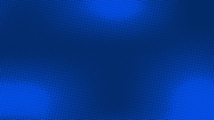 Bright Cobalt blue pop art background with halftone dots in retro comic style, template for design.