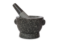 Stone Mortar And Pestle Isolated On White Background.