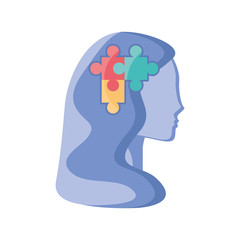 Wall Mural - puzzle in human head on white background