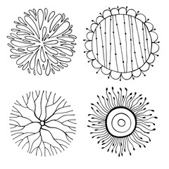 Sticker - set of hand drawn stylized flowers