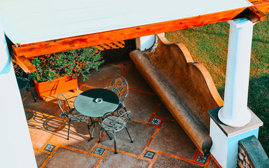 Wall Mural - Street cafe and restaurant table and chair at Capri Island reflex