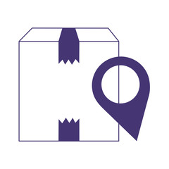 Poster - delivery cardboard box pointer location isolated icon design line style