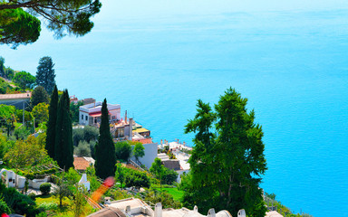 Wall Mural - Scenery at Tyrrhenian sea in Ravello village reflex