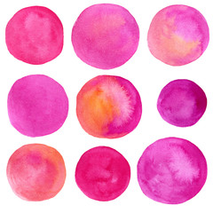 Wall Mural - set of watercolor pink circles