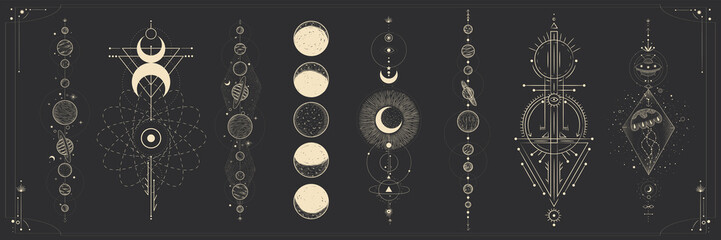 the sun and moon, the beauty of the eastern night. traditional folk spiritual elements. space object