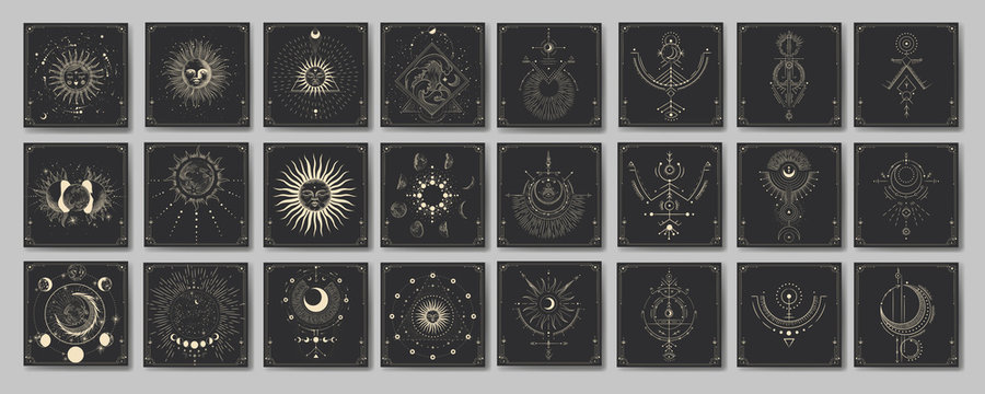 the sun and moon, the beauty of the eastern night. traditional folk spiritual elements. space objects. Vector graphics