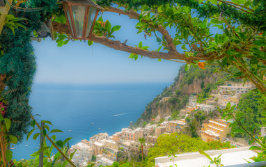 Arbor in Positano shoreline in spring