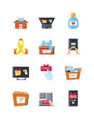 Sticker - set of icons donation on white background