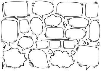 0070 hand drawn background Set of cute speech bubble in doodle style