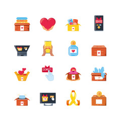 Sticker - set of icons donation on white background