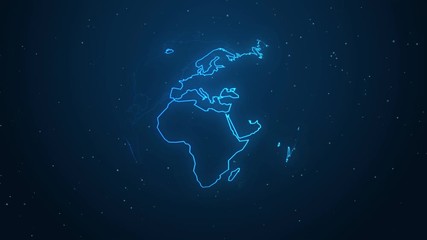 Wall Mural - blue neon planet earth abstract hand drawn business concept light effect motion background global communication