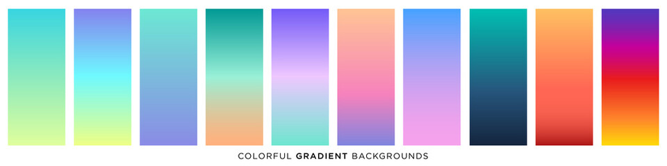Collection of colorful smooth gradient background for graphic design. Vector illustration