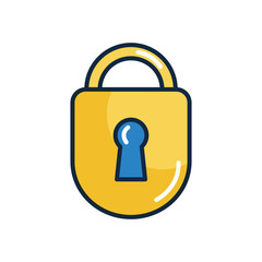 Poster - security padlock icon, line color style