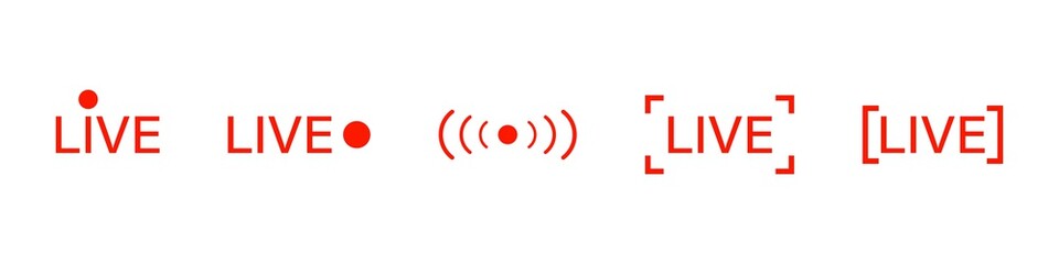Poster - live streaming icons. vector isolated icons. streaming buttons vector red isolated symbols. live bro
