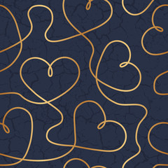 Poster - Elegant marble glitter golden hearts. Gold seamless pattern. Modern stylish texture. Beautiful background for design gift pack, wrapping paper, wrapper, wallpaper, interior, print, package, textile