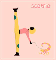 Wall Mural - Illustration with Scorpio - astrological zodiac sign. Abstract print with The Scorpion.