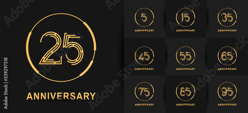 Fotomural Anniversary logotype set with golden color