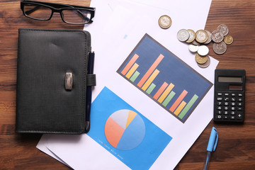 Sticker - high angle view of financial chart on office desk 