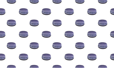 Wall Mural - Pattern with purple macarons with shadow isolated on white background