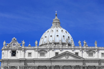 Detail from buildings in Piazza San Pietro, St Peters Square in Vatican
