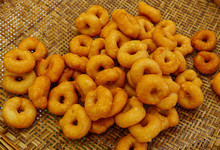 "Kanom Wong" Is Thai Style Donuts Made From Glutinous Rice Flour, Mixed With Bananas And Then Fried In Palm Oil.