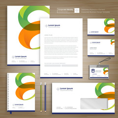 Fototapete - Corporate Business Identity template design stationery Vector abstract  background with memo Gift Items Color promotional souvenirs elements
