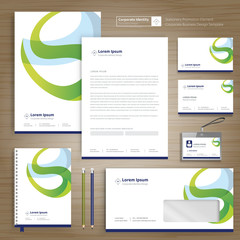 Fototapete - Corporate Business Identity template design stationery Vector abstract  background with memo Gift Items Color promotional souvenirs elements
