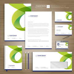 Fototapete - Corporate Business Identity template design stationery Vector abstract  background with memo Gift Items Color promotional souvenirs elements
