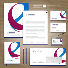 Fototapete - Corporate Business Identity template design stationery Vector abstract  background with memo Gift Items Color promotional souvenirs elements
