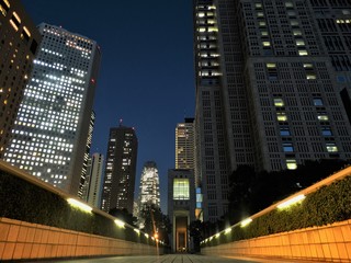 Tokyo skyscrapers at night