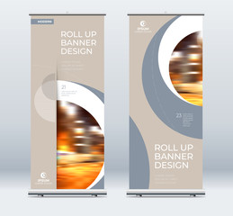 Wall Mural - Roll Up banner stand presentation concept. Corporate business roll up template background. Vertical template billboard, banner stand or flag design layout. Poster for conference, forum, shop