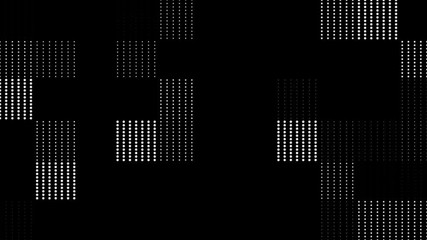 Poster - Abstract motion of white dots halftone geometrically pattern at flat black background. 3d render loop animation