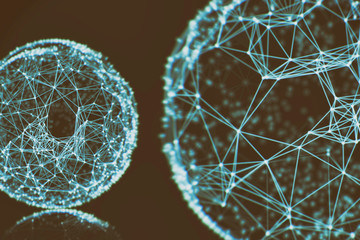 Wall Mural - abstract sphere geometry orb and polygonal lines and dots. futuristic technology (super high resolut