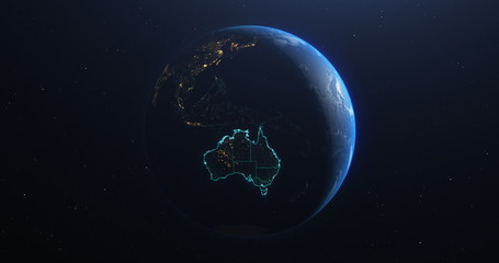 Wall Mural - Australia map outline view from space, globe planet earth, elements of this image courtesy of NASA