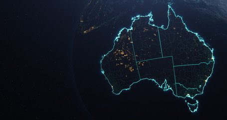 Wall Mural - Australia map outline view from space, globe planet earth, elements of this image courtesy of NASA